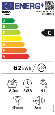 Etiqueta de Eficiencia Energética - WMY8736XSXBTR