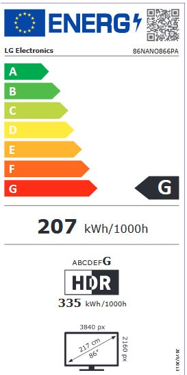 Etiqueta de Eficiencia Energética - 86NANO866PA