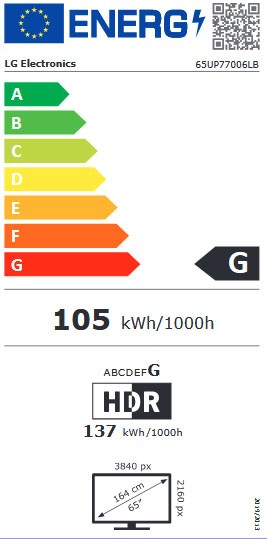 Etiqueta de Eficiencia Energética - 65UP77006LB