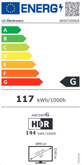 Etiqueta de Eficiencia Energética - 60UN71006LB
