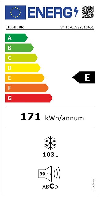 Etiqueta de Eficiencia Energética - GP1376