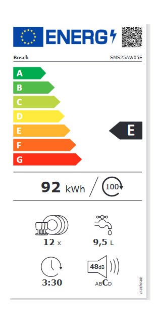 Etiqueta de Eficiencia Energética - SMS25AW05E