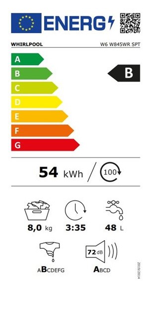 Etiqueta de Eficiencia Energética - W6 W845WR SPT