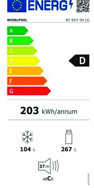 Etiqueta de Eficiencia Energética - W7 931T OX