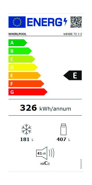 Etiqueta de Eficiencia Energética - W84BE 72 X 2