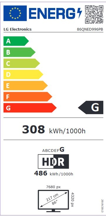 Etiqueta de Eficiencia Energética - 86QNED996PB