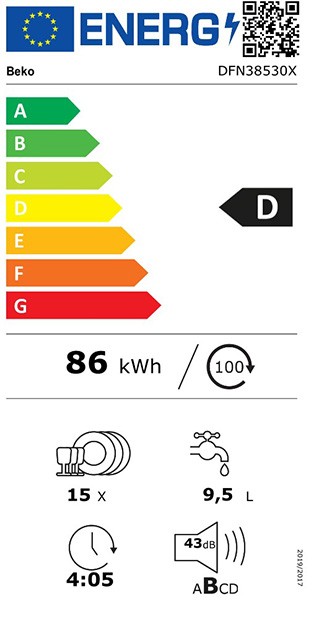 Etiqueta de Eficiencia Energética - DFN38530X