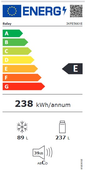 Etiqueta de Eficiencia Energética - 3KFE566XE