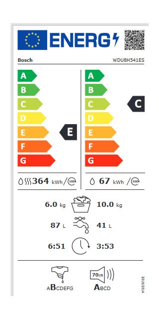 Etiqueta de Eficiencia Energética - WDU8H541ES