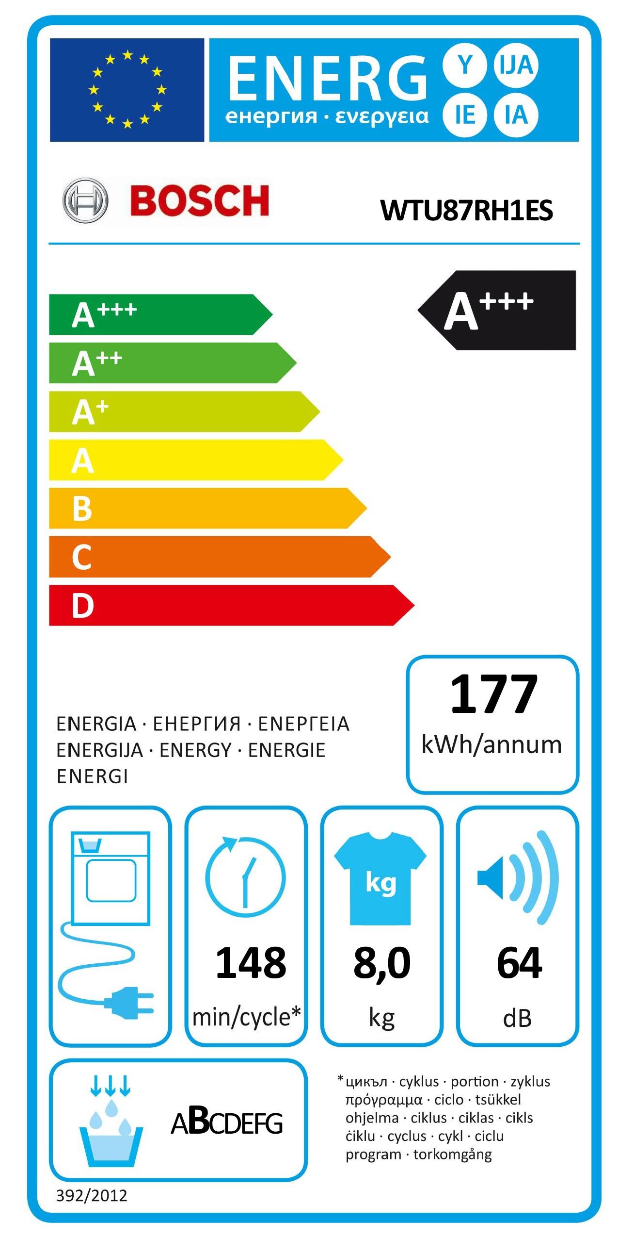 Etiqueta de Eficiencia Energética - WTU87RH1ES