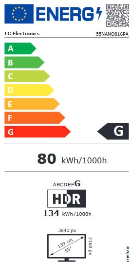 Etiqueta de Eficiencia Energética - 55NANO816PA