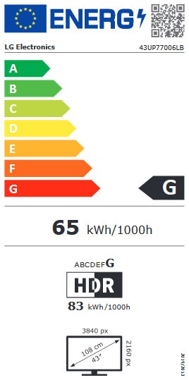 Etiqueta de Eficiencia Energética - 43UP77006LB