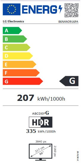 Etiqueta de Eficiencia Energética - 86NANO916PA