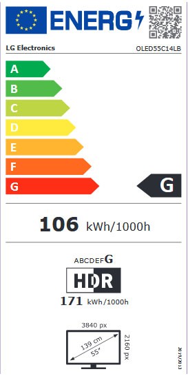 Etiqueta de Eficiencia Energética - OLED55C14LB