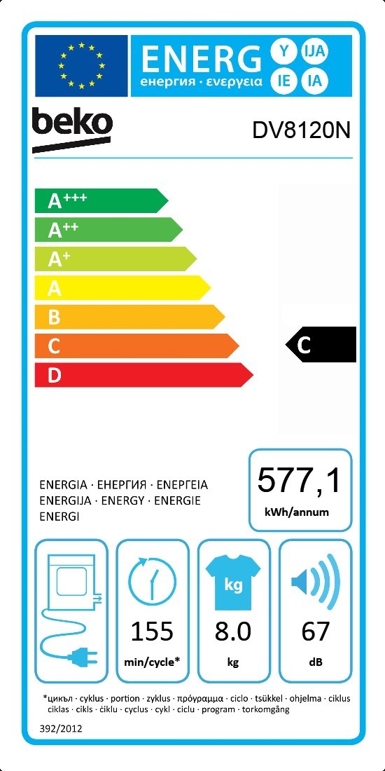 Etiqueta de Eficiencia Energética - DV8120N