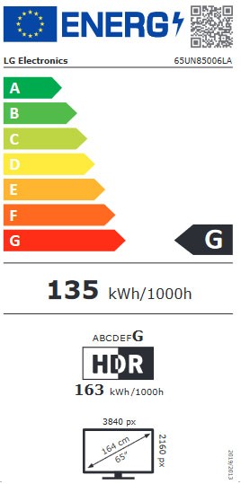 Etiqueta de Eficiencia Energética - 65UN85006LA