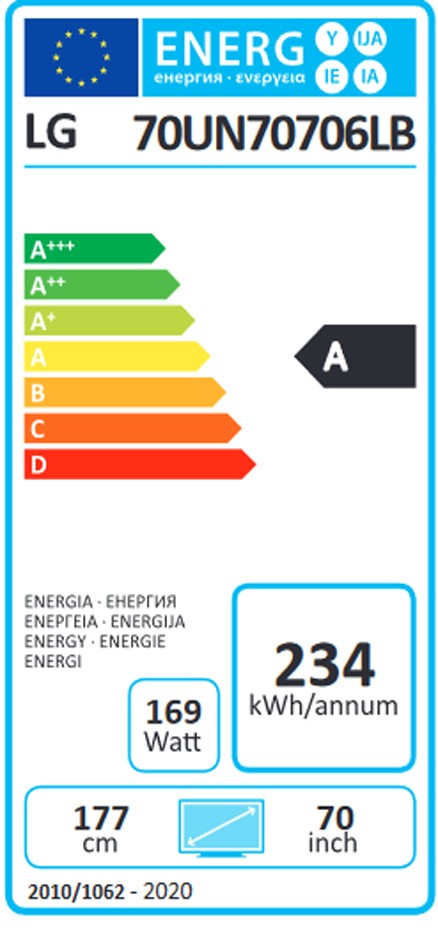 Etiqueta de Eficiencia Energética - 70UN70706LB