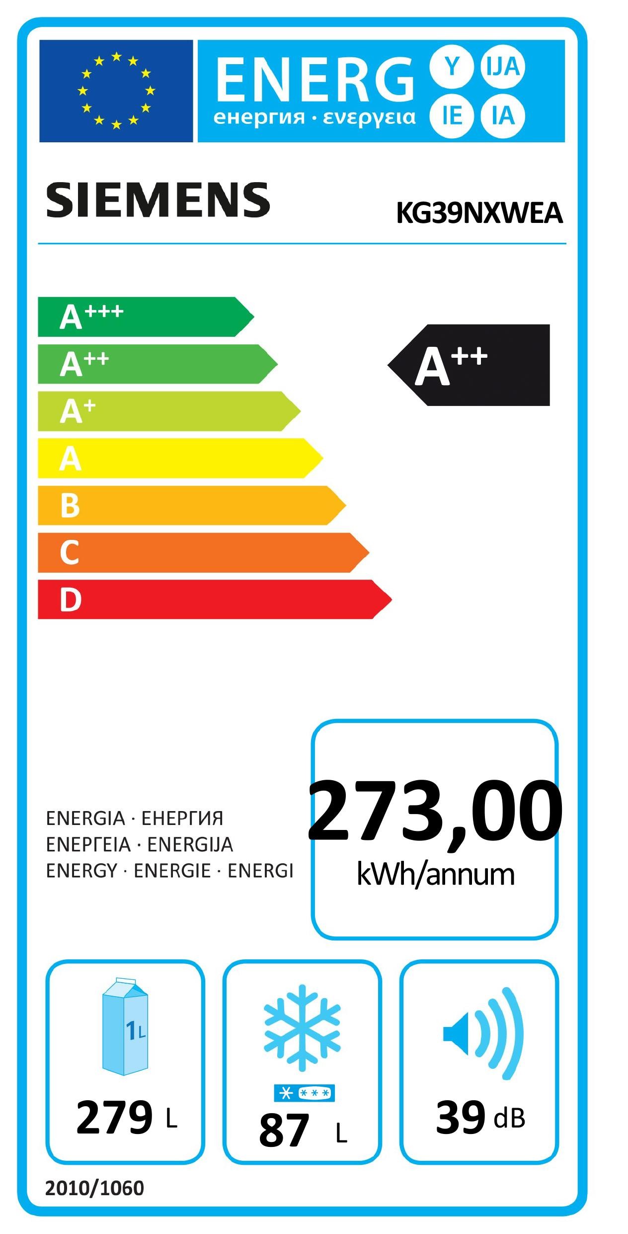 Etiqueta de Eficiencia Energética - KG39NXWEA