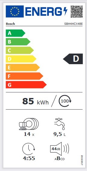 Etiqueta de Eficiencia Energética - SBH4HCX48E