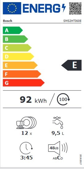 Etiqueta de Eficiencia Energética - SMS2HTI60E