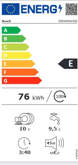 Etiqueta de Eficiencia Energética - SPS4HMW53E