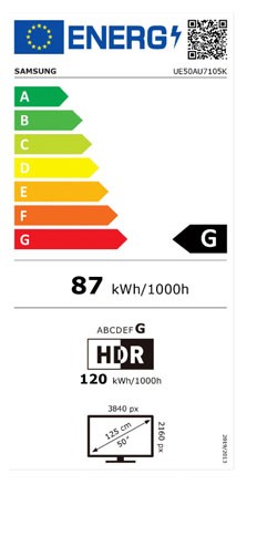 Etiqueta de Eficiencia Energética - UE50AU7105