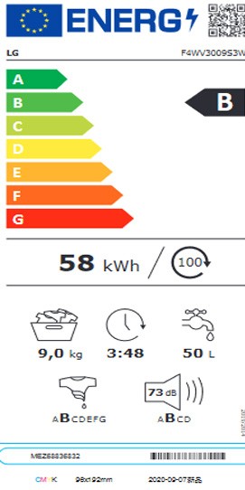 Etiqueta de Eficiencia Energética - F4WV3009S3W