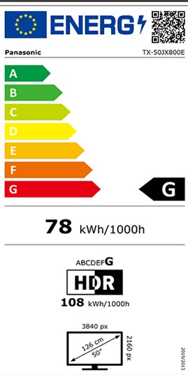 Etiqueta de Eficiencia Energética - TX-50JX800E