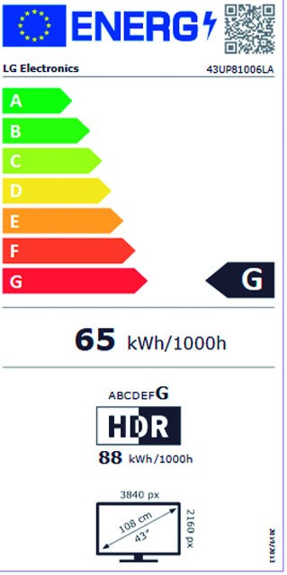Etiqueta de Eficiencia Energética - 43UP81006LR