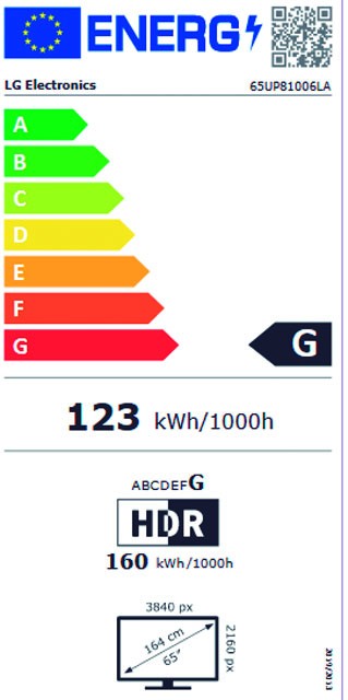 Etiqueta de Eficiencia Energética - 65UP81006LR