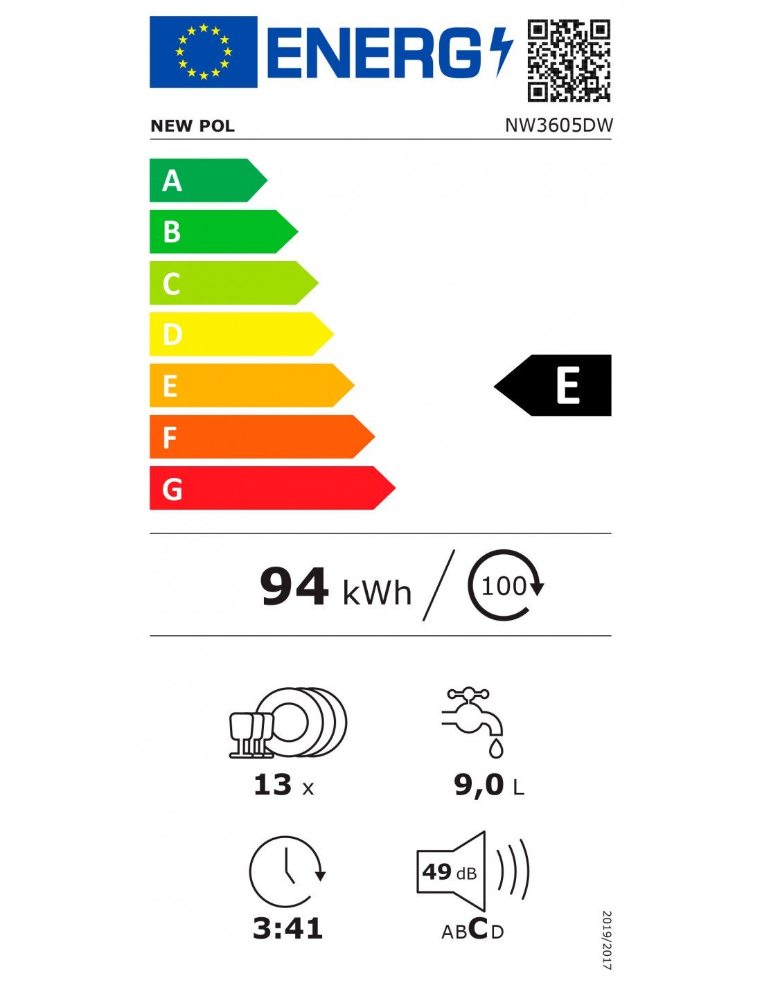 Etiqueta de Eficiencia Energética - NW3605DX