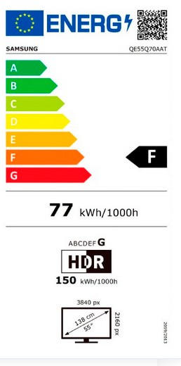 Etiqueta de Eficiencia Energética - QE55Q70AATXXC