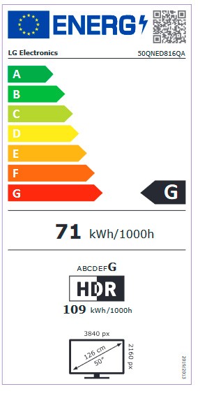 Etiqueta de Eficiencia Energética - 50QNED816QA
