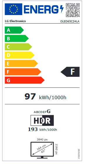 Etiqueta de Eficiencia Energética - OLED65C24LA