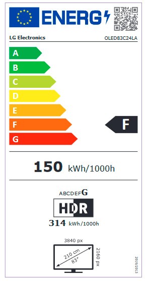 Etiqueta de Eficiencia Energética - OLED83C24LA