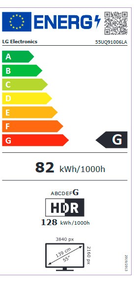 Etiqueta de Eficiencia Energética - 55UQ91006LA