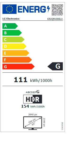 Etiqueta de Eficiencia Energética - 65UQ91006LA