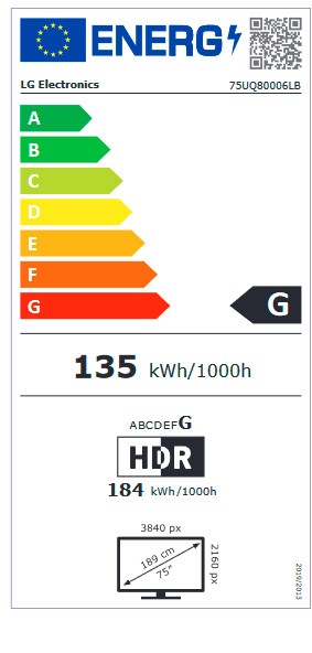 Etiqueta de Eficiencia Energética - 75UQ80006LB