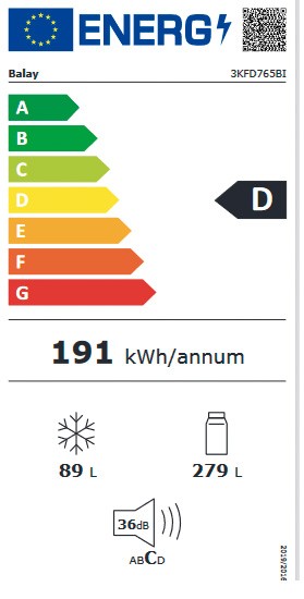 Etiqueta de Eficiencia Energética - 3KFD765BI