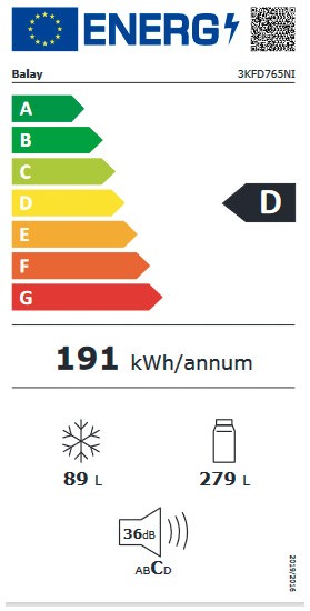 Etiqueta de Eficiencia Energética - 3KFD765NI