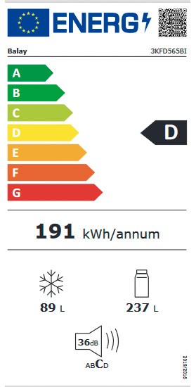 Etiqueta de Eficiencia Energética - 3KFD565BI