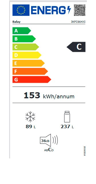 Etiqueta de Eficiencia Energética - 3KFC664XI