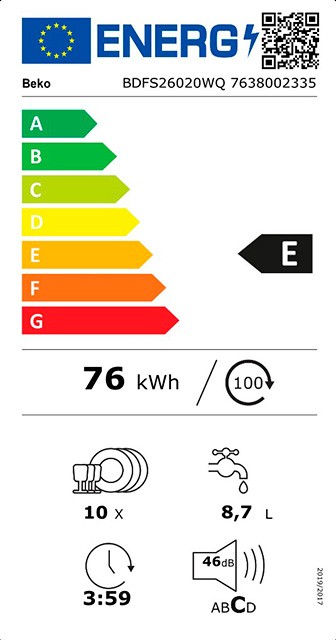 Etiqueta de Eficiencia Energética - BDFS26020WQ