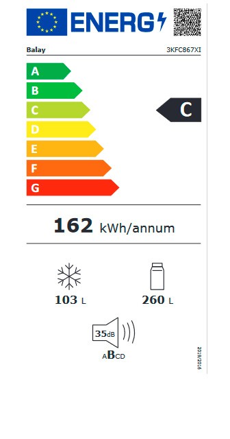 Etiqueta de Eficiencia Energética - 3KFC867XI