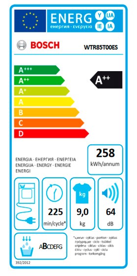 Etiqueta de Eficiencia Energética - WTR85T00ES