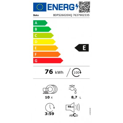 Lavavajillas BEKO BDFS26020XQ