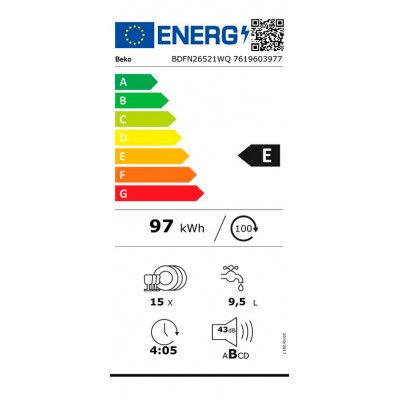 Lavavajillas BEKO  BDFN26521WQ