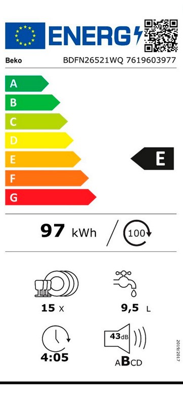 Etiqueta de Eficiencia Energética - BDFN26521WQ