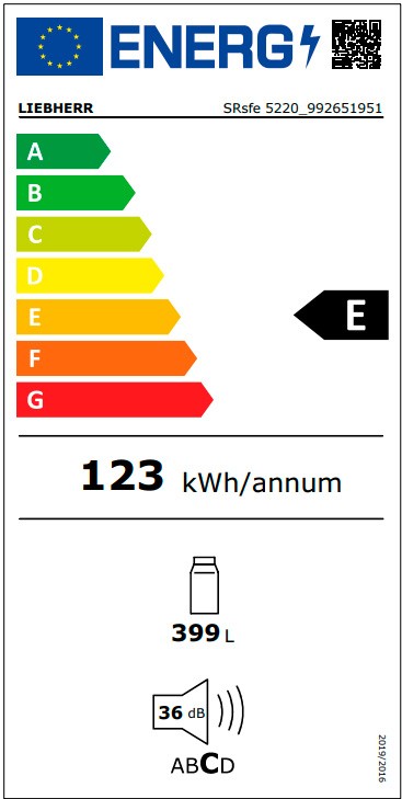Etiqueta de Eficiencia Energética - SRsfe 5220