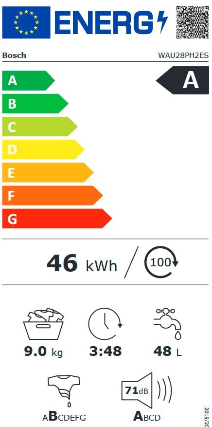 Etiqueta de Eficiencia Energética - WAU28PH2ES